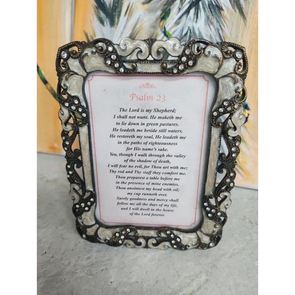 art deco enamel over metal with crystals photo frame